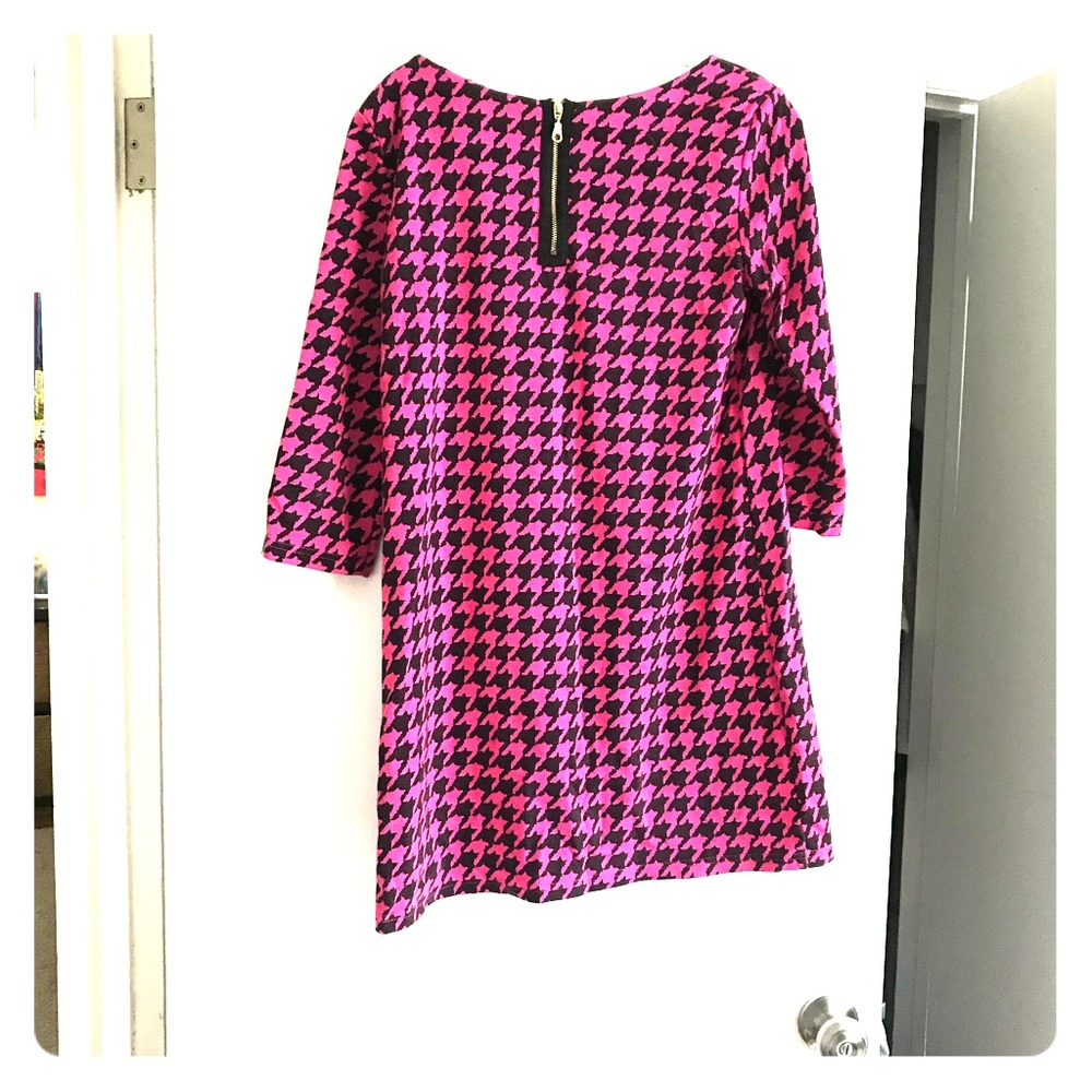 H&M bold pink houndstooth dress Small